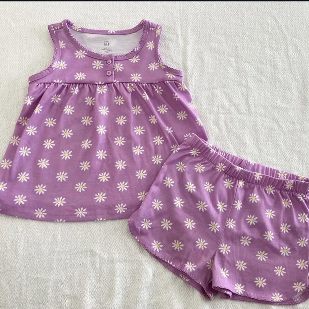 Gap purple floral summer pj set 2T